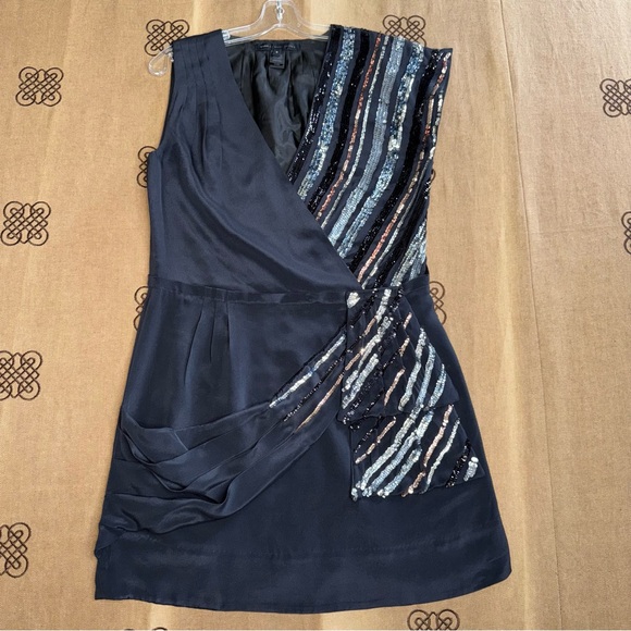 Marc By Marc Jacobs Sequin Silk Mini Dress In Black & Silver Size M - Picture 2 of 14